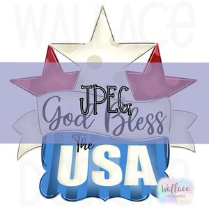 God Bless the USA Star Trio Banner JPEG