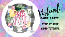 Load image into Gallery viewer, Virtual Paint Party - Hello Spring Blueberry Lemon Door Hanger
