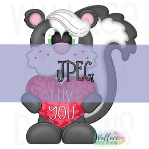 I Love You Valentines Skunk JPEG