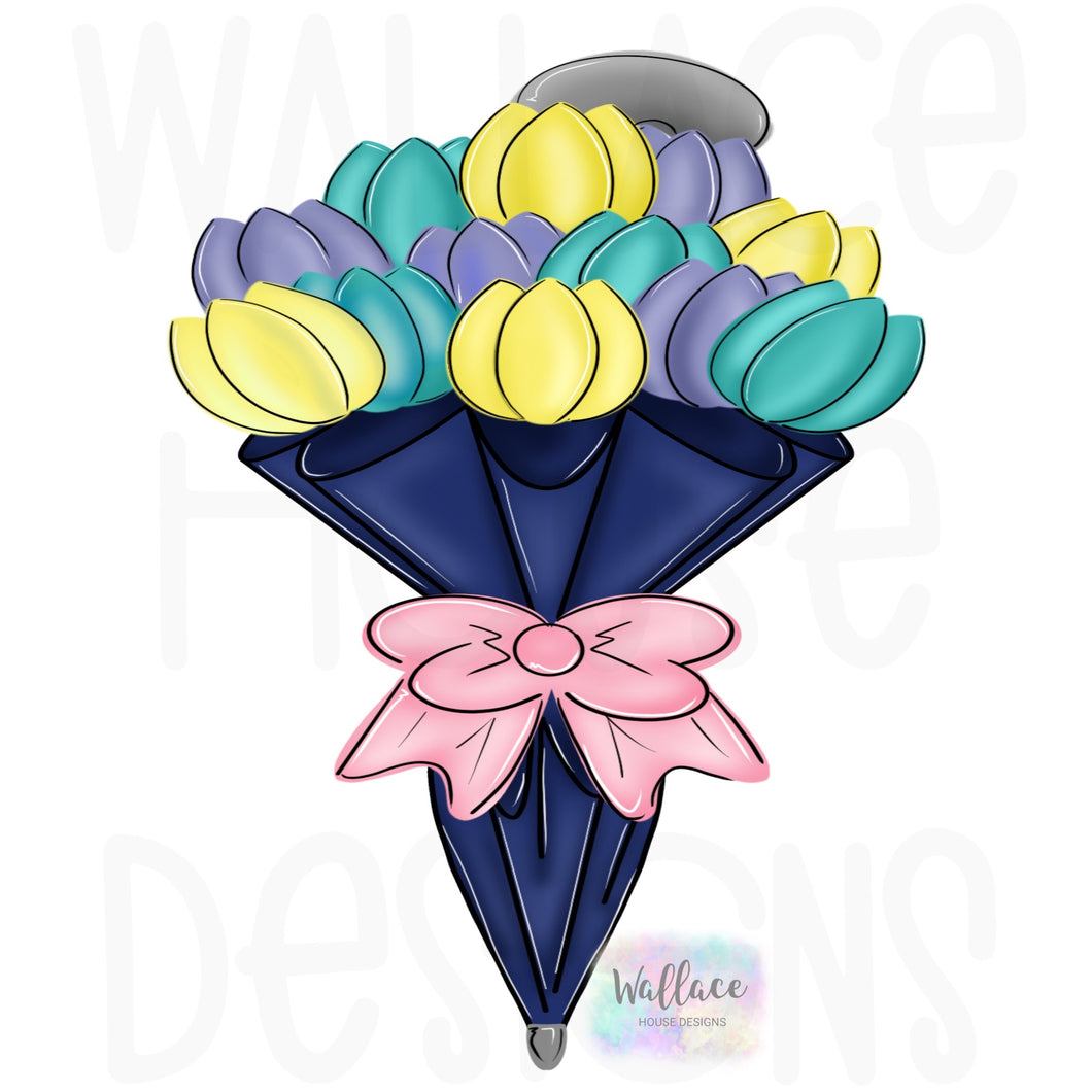 Spring Tulip Umbrella Bouquet Printable Template
