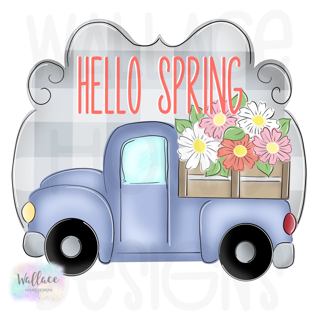 Hello Spring Daisy Truck Profile Printable Template